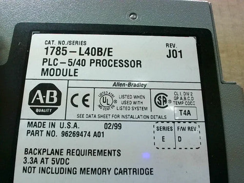 Allen-Bradley 1785-L40B PLC-5/40 Processor, 48 KB — New Surplus